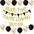 Rude That You're Leaving But OK Banner Going Away Party Decorations Funny Farewell Party Decorations Set with Black and Gold Glitter Perfect for Office Coworker Goodbye Party Decorations…