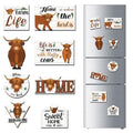 Farmhouse Highland Cow Refrigerator Magnets - Thrist 8PCS Farm Animal Refrigerator Magnets for Fridge Farm Themed Highland Cow Refrigerator Magnet for Home Kitchen Office Decor