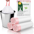 Magesh 2 Gallon Drawstring Trash Bags - Strong White Mini Garbage Bags, 60 Count for Kitchen & Bathroom