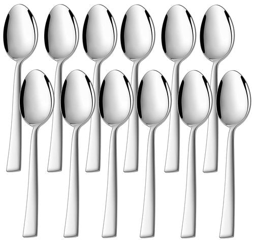 P&P CHEF Teaspoon Set (12 Pieces), 6.7" Stainless Steel Mini Tea Spoons, Premium Stirring Silverware, Kitchen Dessert Coffee Spoon Set, Mirror Finish & Dishwasher Safe