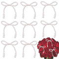 8PCS Pearl Bow Decoration for Bouquets Pearl Bow Cake Decor Topper Beaded Bridal Shower Decoration for Wedding Bridal Shower Birthday Wrapper