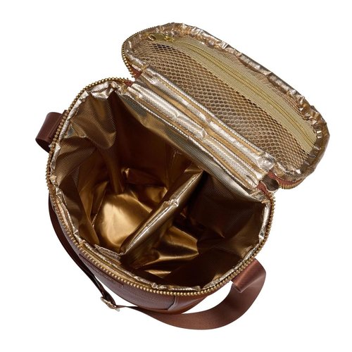 Igloo Luxe Collection Beverage Tote, MaxCold Insulation, Removable Divider, Metallic Liner (Cognac)