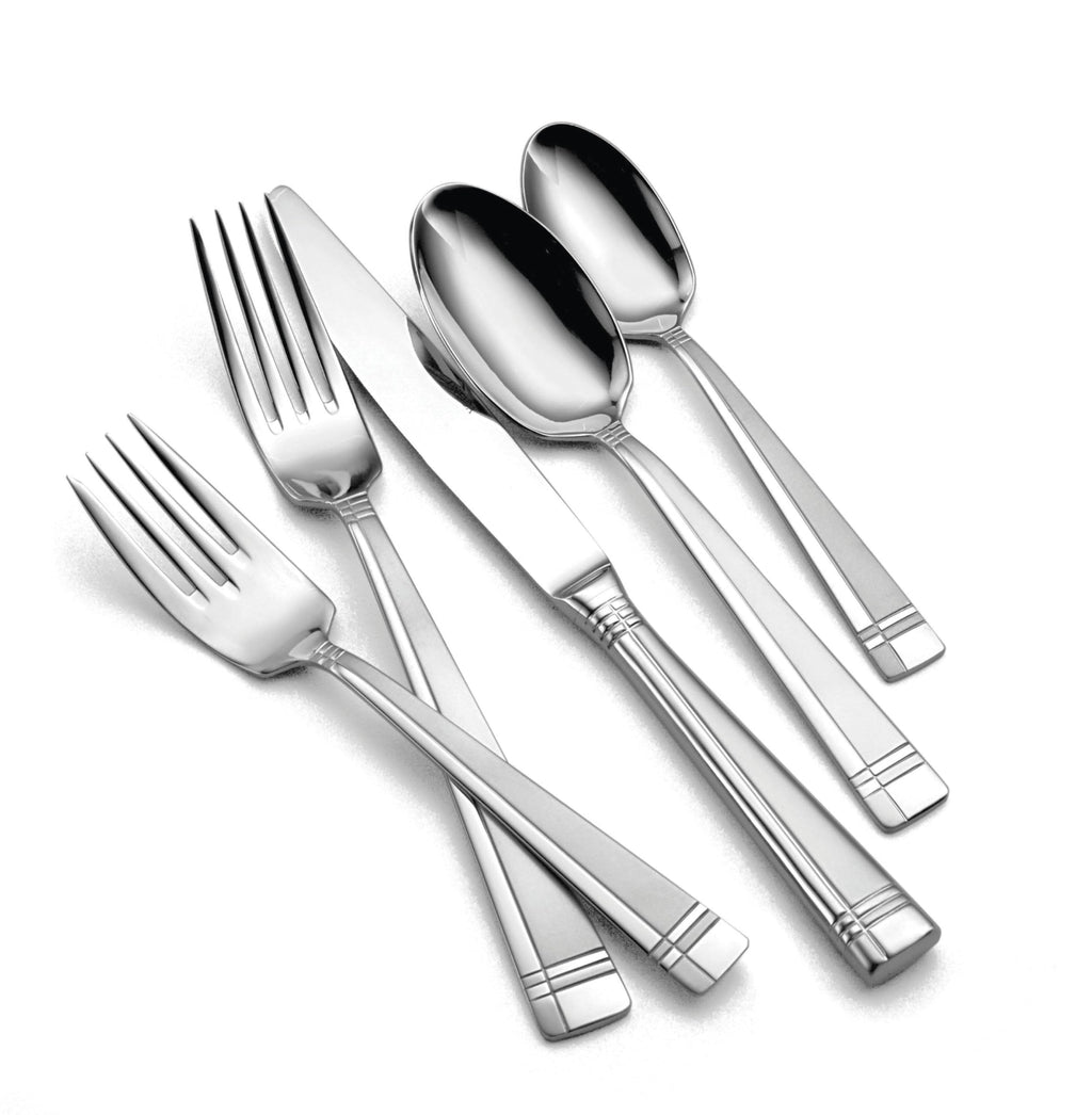 Oneida Silverware Set, Amsterdam 45-Piece Everyday Flatware Set, Service For 8, 18/0 Stainless Steel, Rust Resistant, Dishwasher Safe, Knives Spoons And Forks Set, Home And Kitchen (Silver, 45 Piece)