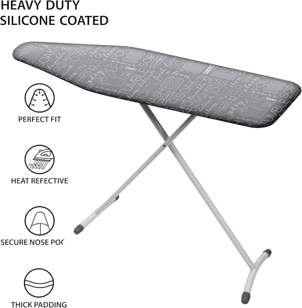 Skiennix Ironing Board Cover - Scorch Resistant Cotton with Thick Padding | Stretch Elastic Fit | Grey