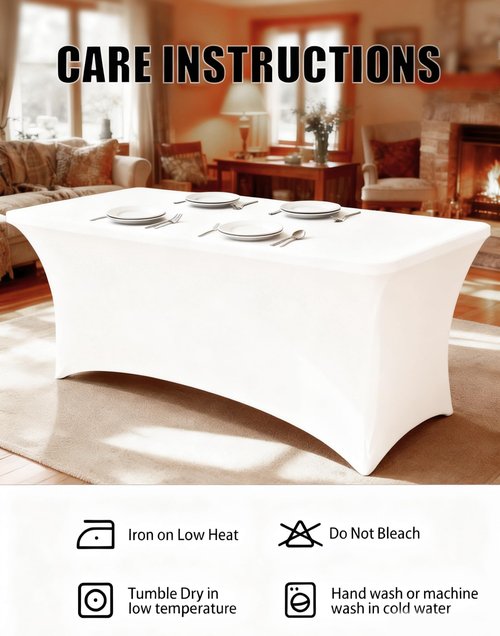 Lemict 6FT White Table Cloth - 10 Pack Fitted Stretch Rectangle Spandex Tablecloth, Washable Table Cover for Party, Picnic, Wedding, Banquet, Birthday and Festival(30" x 72")