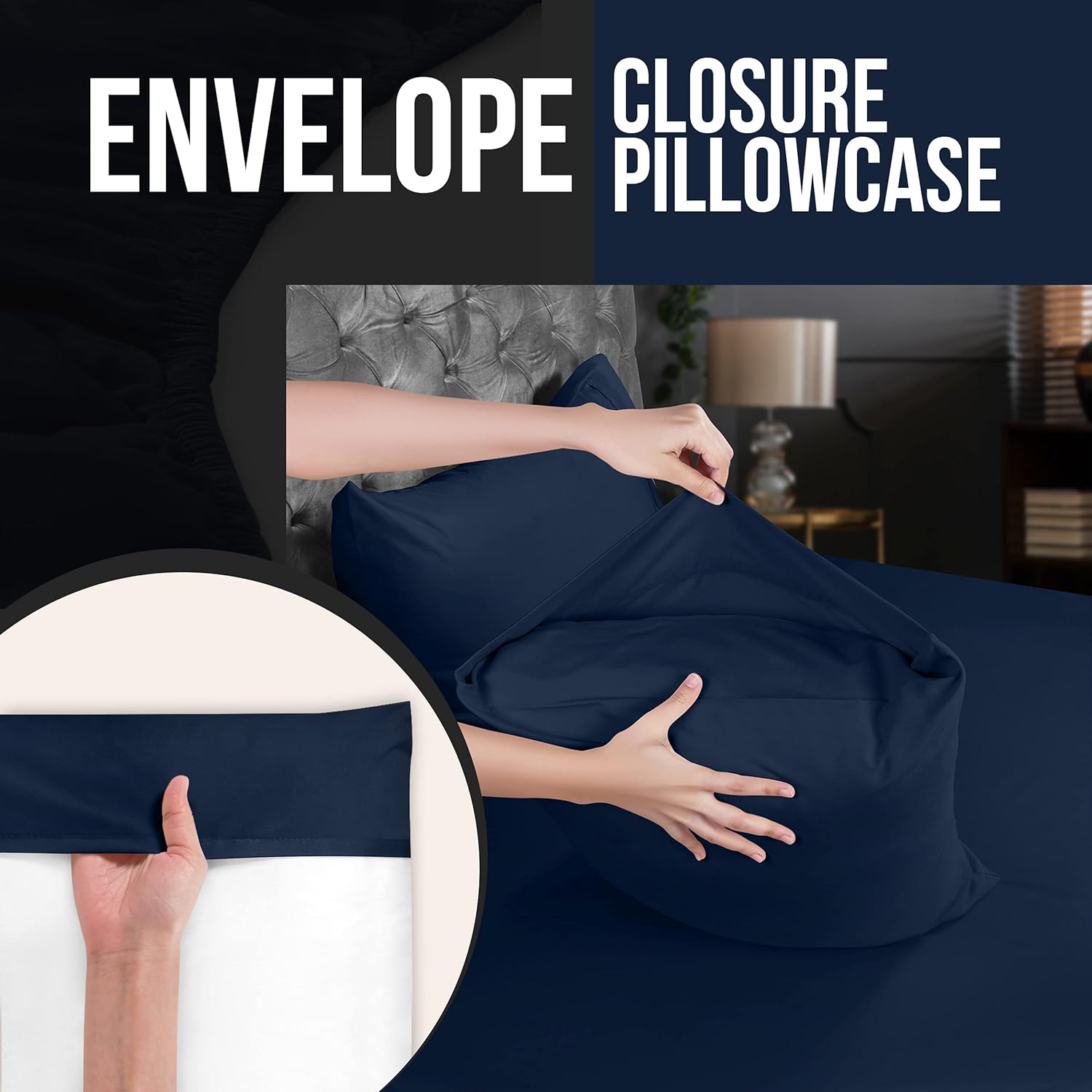 Utopia Bedding King Pillow Cases - Soft Brushed Microfiber - 12 Pack, 20 X 40 Inches, Navy