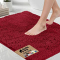 GORILLA GRIP Bath Rug Mat - Soft Absorbent Chenille | Quick-Dry Microfiber, 60x24, Red