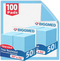 BIGGMED Tear-Resistant Disposable Bed Pads - 30" x 36" | 100 Count Absorbent Underpads for Adults, Kids, Pets