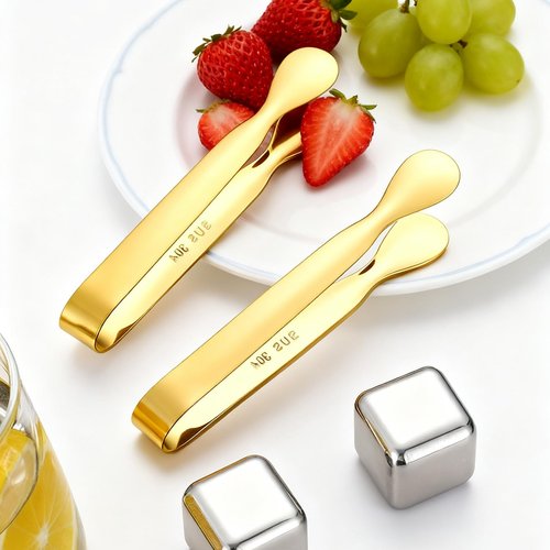 GOLD Mini Tongs for Serving - Small Tongs for Appetizers, Perfect for Mini Tongs Utensils - Gold Serving Utensils