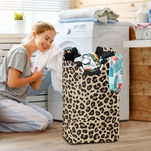 Cheetah Leopard Print Animal Skin Laundry Basket Laundry Hamper Portable Foldable Clothes Organizer with Handles Storage Bag for Kids Room Bathroom bedroom utility room laundry room