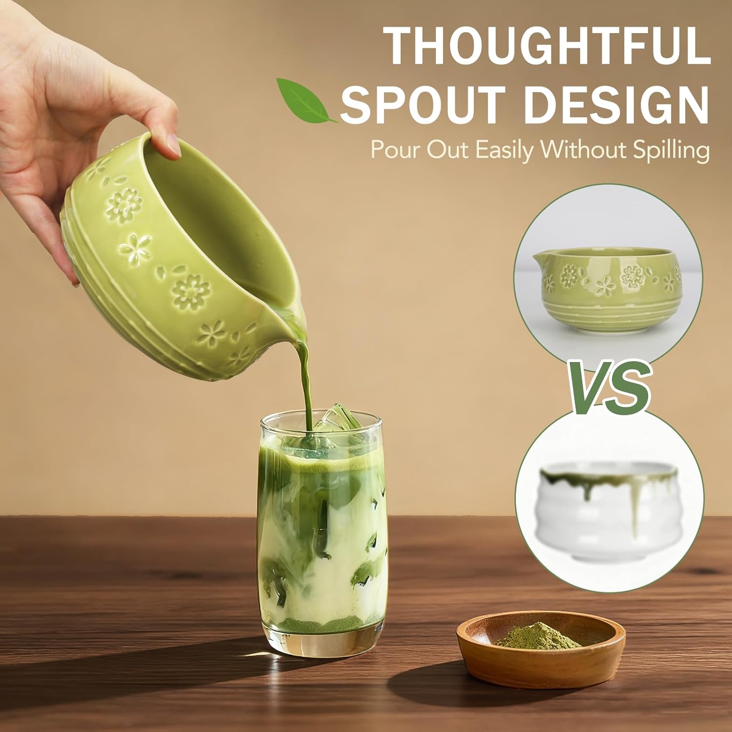 Skiennix Matcha Whisk Set - 8-Piece Ceramic Matcha Kit with Bowl, Chasen Holder & Scoop Rest | Perfect Gift for Matcha Lovers