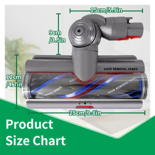 Upgraded High Torque Cleaner Head Replacement for Dyson V11 V15 V10 Cordless Vacuum Cleaner,Vacumm Head with Anti-Tangle and Adjustable Suction Compatible with Dyson Parts NO. 970100-05 (9.8 in)