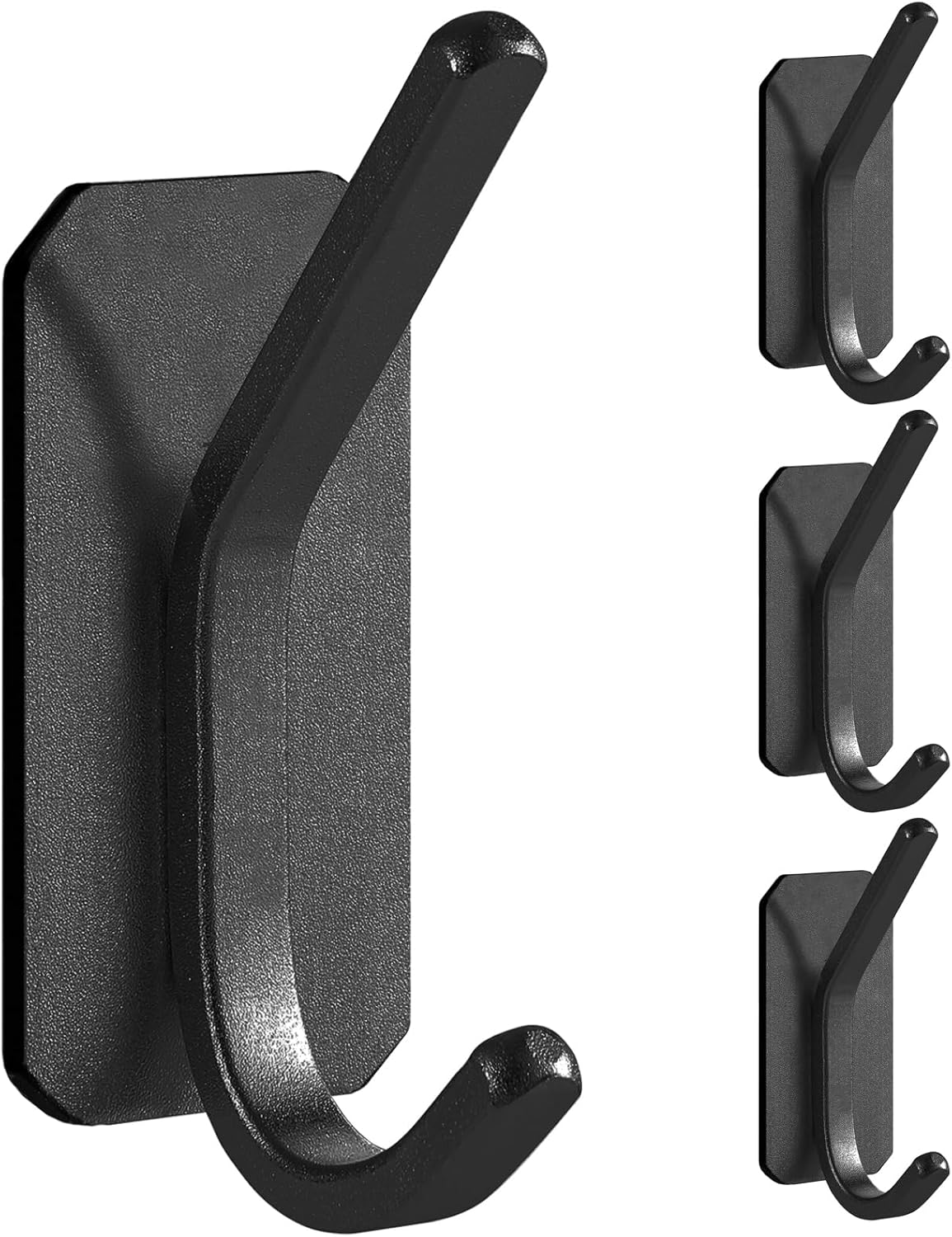 Paoli Heavy Duty Adhesive Hooks - 30 lb Load Capacity | Self-Adhesive, Versatile Colors & Styles (4 Pack, Black)