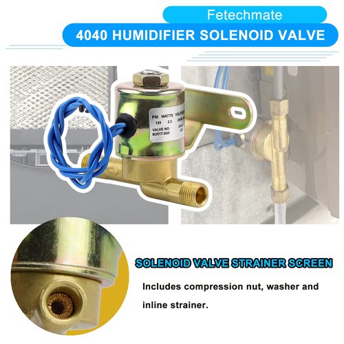 Humidifier Water Solenoid Valve 4040 B2015-S85 B2017-S85 Solenoid Valve Replacement Compatible with April-aire Humidifier 400 500 600 700 220 224 Series | 24 Volts, 2.3 Watts,60 HZ by Fetechmate
