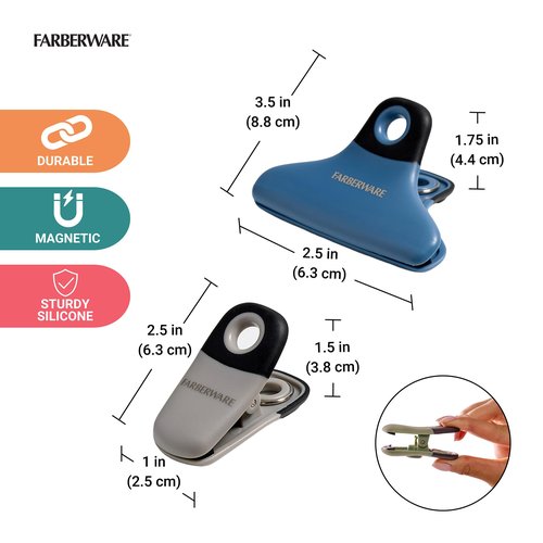 FARBERWARE Professional 5 Piece Bag Clip Set Durable, Versatile, and Stylish Soft Earth Colors