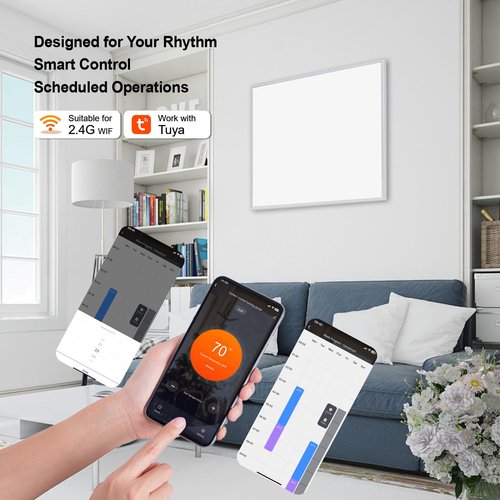 FrauSonne Infrared Space Heater 350W for Indoor Use with Thermostat, Wall Mounted Electric Convection Panel Heater, Silent & Energy Saving Room Heating Panel, Overheat Protection, with Remote & APP