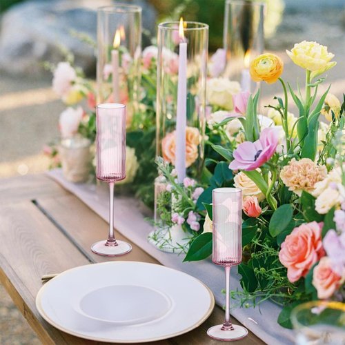 Champagne Flutes Set of 12,Vintage Ribbed Crystal Hand Blown 6 OZ Goblet Champagne Glasses Long Stem,Elegant Sparkling Wine Stemware Drinking Cocktail Unique Gift for Birthday, Wedding, Anniversary