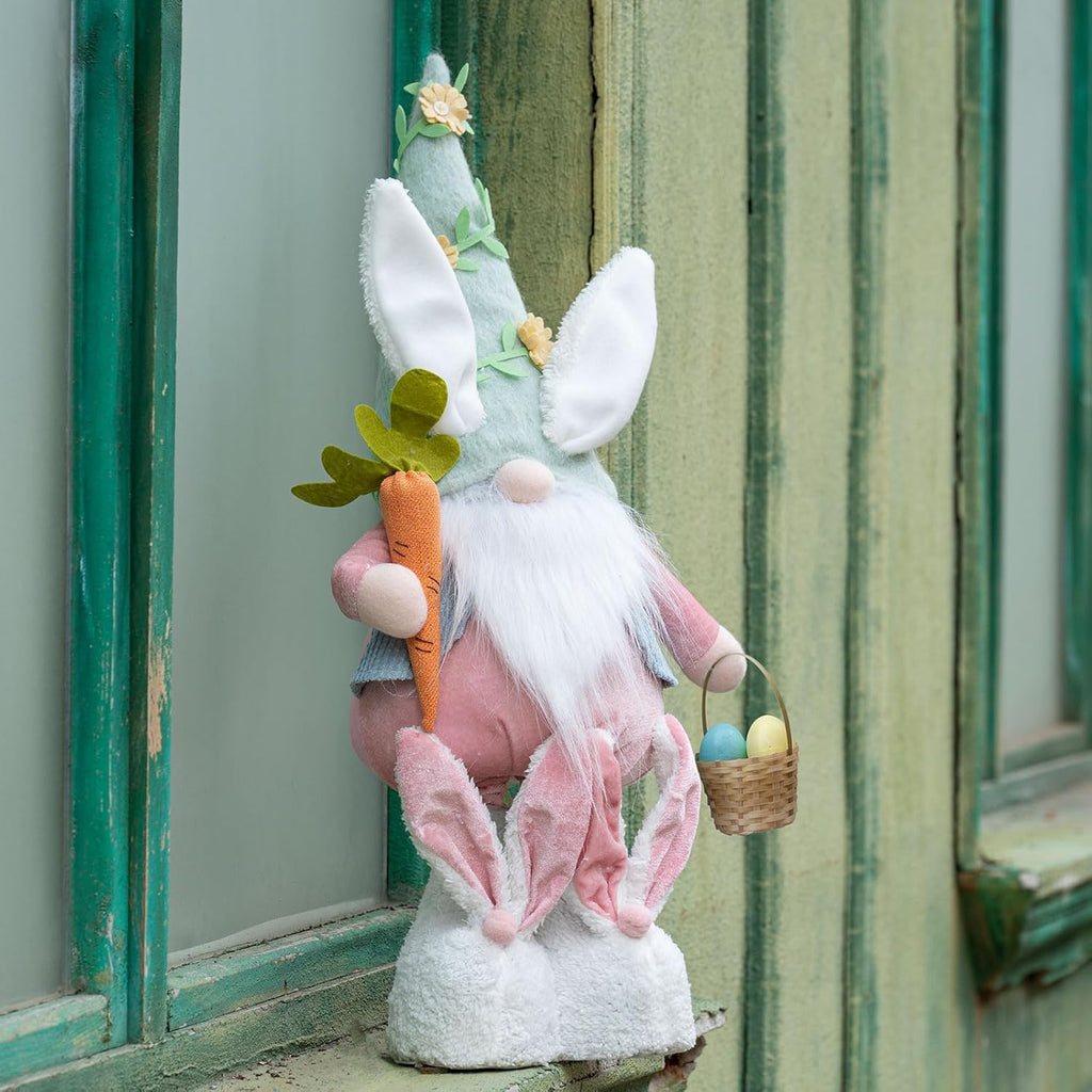Unanscre Easter Bunny Gnome Plush Decoration - Large 26’’-36’’ Rabbit with Retractable Legs for Home Decor