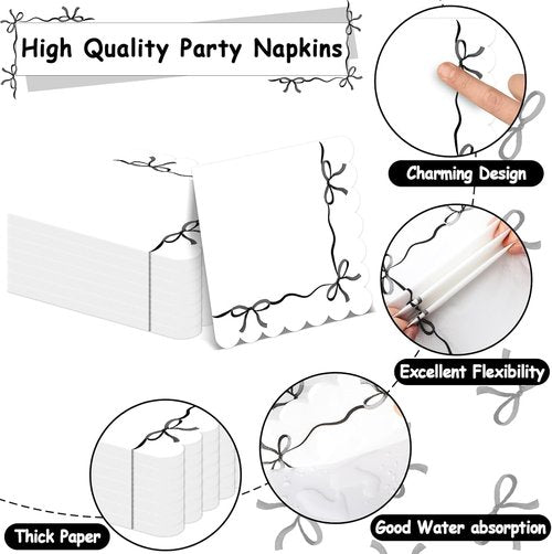 **Regine Switzerland 96-Piece Bow Party Decorations | Elegant Black & White Tableware for 24 Guests**