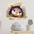 RoyoLam Cute Otter in a Hole with Florets Wall Decal Nursery Animal Wall Sticker Removable Peel and Stick Wall Art Decor for Kid Baby Classroom Preschool Living Room Playroom Bedroom School