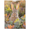 Cute Rabbit Blanket 50x60 in Birthday Gifts, Green Nature Garden Wild Bunny Throw Blankets for Home Traveling Camping Car Decor, Comfort Fluffy Warm Throws, for Girls Kids Animal Lovers