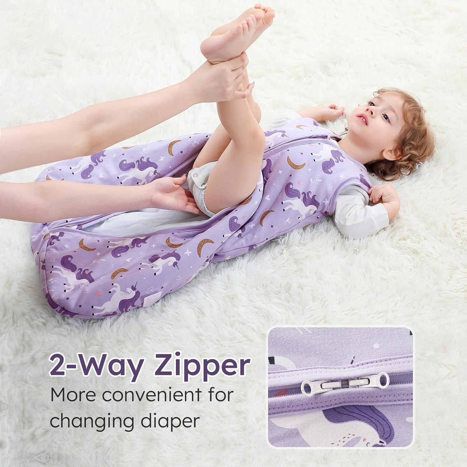Yoofoss Baby Sleep Sack - 100% Organic Cotton Wearable Blanket for 6-12 Months | TOG 2.5, 2-Way Zipper