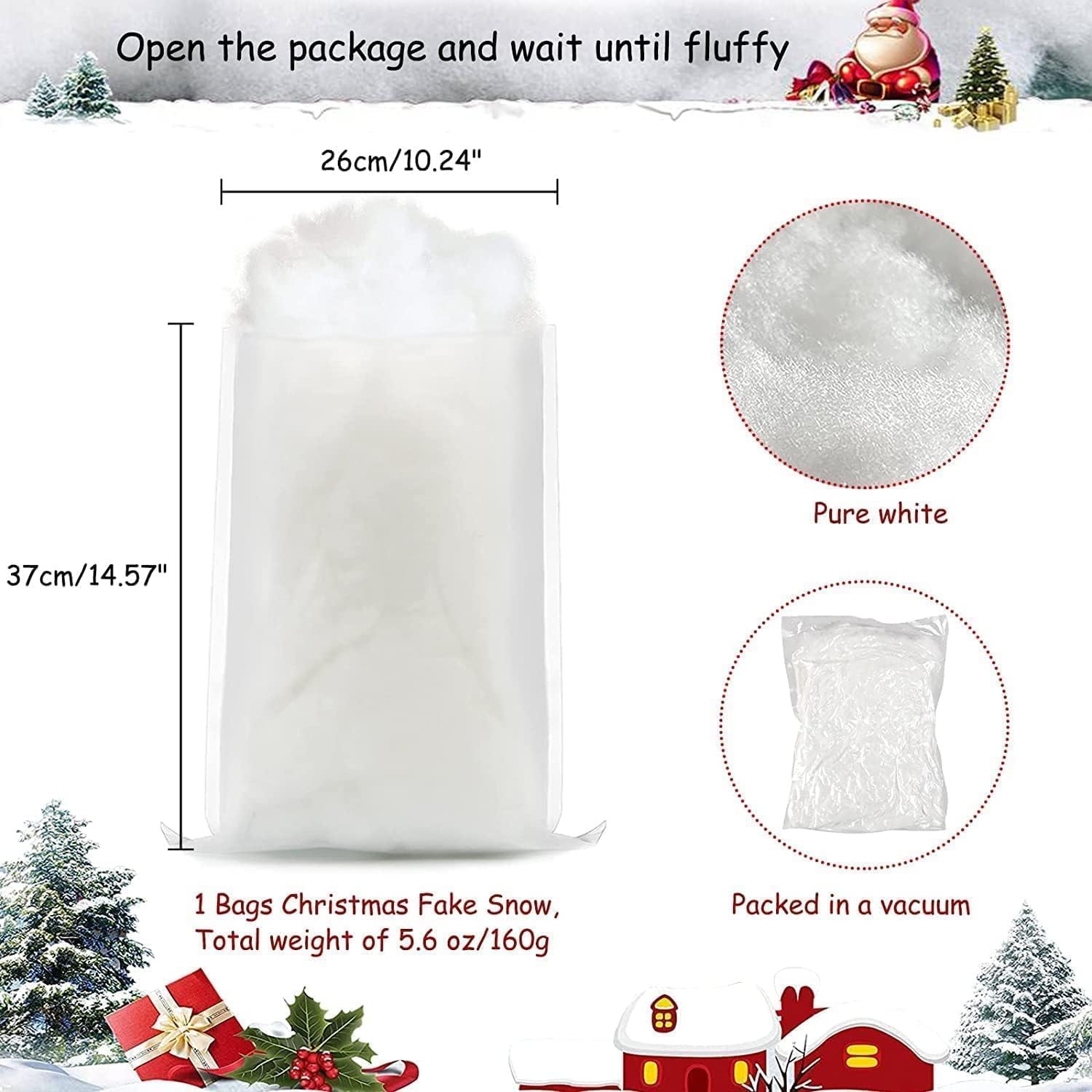 Skiennix Fake Snow Decor - Fluffy White Cotton Wool for Christmas Tree & Holiday Mantle