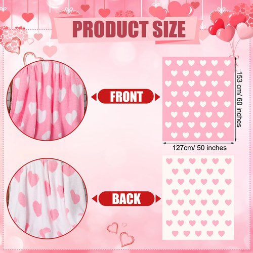 FuWeave Heart Pillow Blanket and Pillow Set Include 50 x 60 Inch Double Sided Pink Flannel Blanket and Heart Shaped Plush Throw Pillows for Home Living Room Bed Couch Sofa Decor Lover Gifts