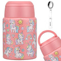 Aimsnk 17oz Soup Thermo for Hot Food Kids Insulated Food Jar,Thermo Hot Food Lunch Container, Width Mouth Stainless Steel Lunch Box for Kids with Handle Folding Spoon (Pink-Unicorn)