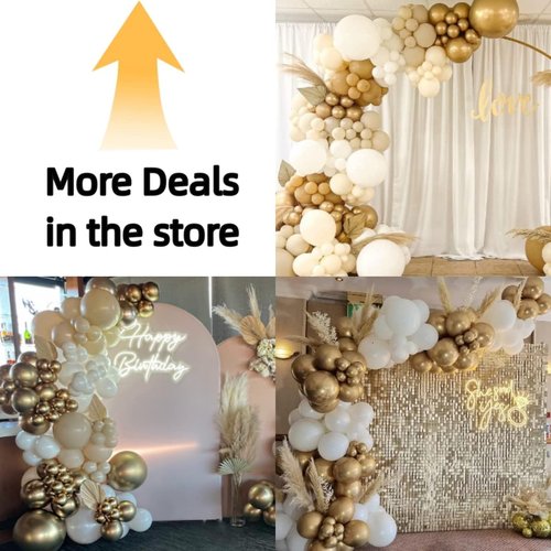 Bezente White Gold Balloon Arch Garland Kit - 100Pcs Metallic Chrome & Confetti Balloons for Weddings, Birthdays & Events