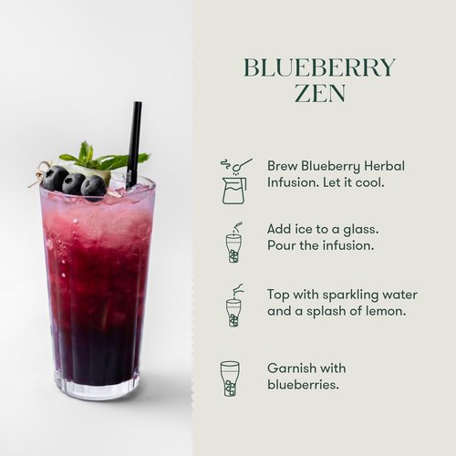 Luxmi Estates - Blueberry Herbal - Organic Blueberry Tea 100g (50 Cups) | Certified Organic Tea | Caffeine-Free