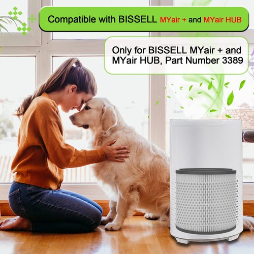 2 Pack 3389 Filter Replacement Compatible with BISSELL for MYair + and for MYair HUB 2905A & 3179A, Part Number 3389 (3-in-1 Replacement Filters), NOT for 2780A, 2780, 27809, 3139A (Black)