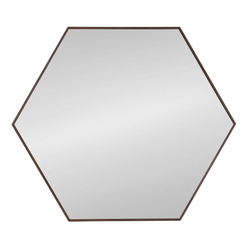 Kate and Laurel Rhodes 6-Sided Hexagon Wall Mirror, 30.75x34.75 Walnut Brown