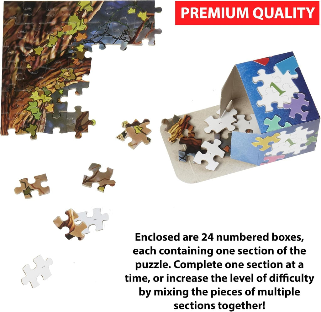 Vermont Christmas Company Sleepy Time Simple Sections® Jigsaw Puzzle - 1000 Pieces - 24 Sections for Custom Difficulty
