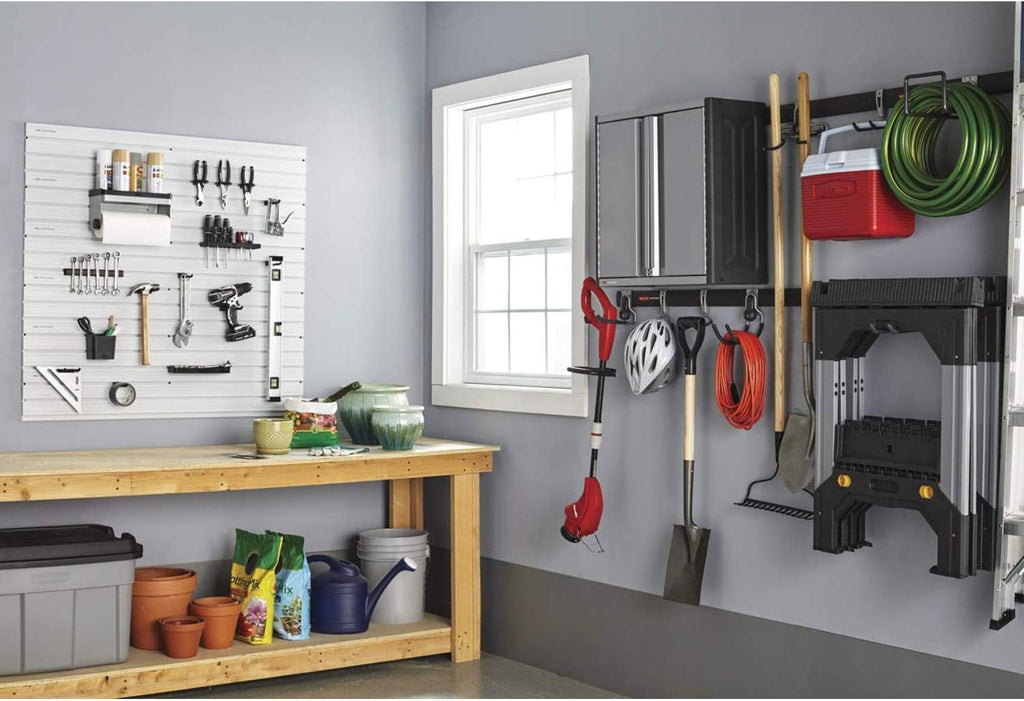 Rubbermaid Garage Hook Organizers - Powder Coated Metallic for Ladder, Tools & Bikes | 4 Pack