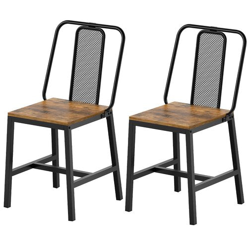 YATINEY Dining Chairs Set of 2, Wooden Kitchen Chairs, Farmhouse Dining Chairs with Back Support, for Living Room, Kitchen, Rustic Brown and Black CY01L2BRN1