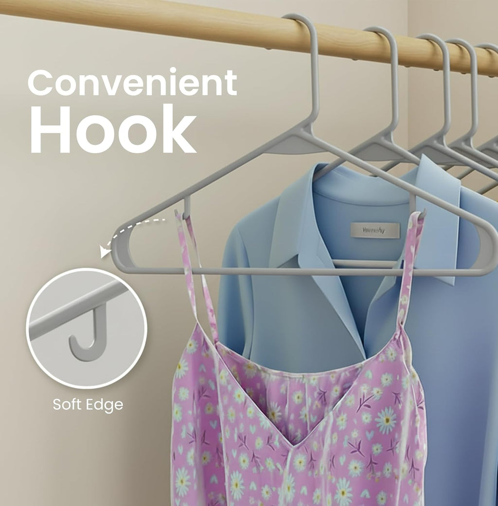 Utopia Home Plastic Hangers 20 Pack - Durable Space-Saving Closet Organizers - Ideal for Shirts, Pants, Skirts & Coats (Grey)