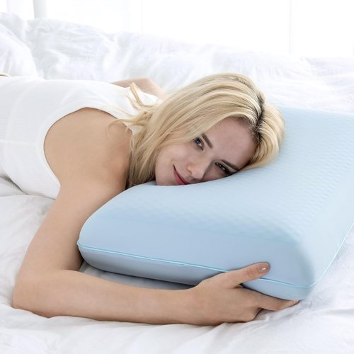 EGOHOME Cooling Gel Memory Foam Pillow - Reversible Cover for All Sleep Positions, Machine Washable, Standard Size, Blue