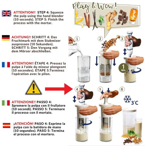 Vegan Milker Soul. Kitchen Tool to make plant milks from any nut, grain or seed. Wooden mortar. Milk Maker with Free Recipe E-Book (Soul)