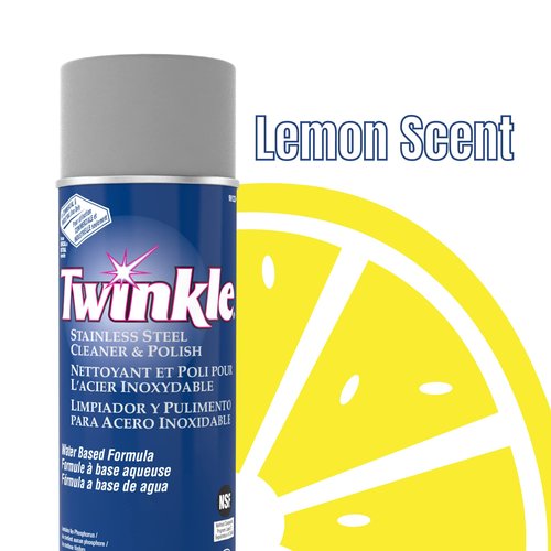 Diversey 991224 Twinkle Stainless Steel Cleaner & Polish, Removes Tarnish from Brass, Aluminum & Chrome, Lemon Scent, Aerosol Spray, 17-Ounce