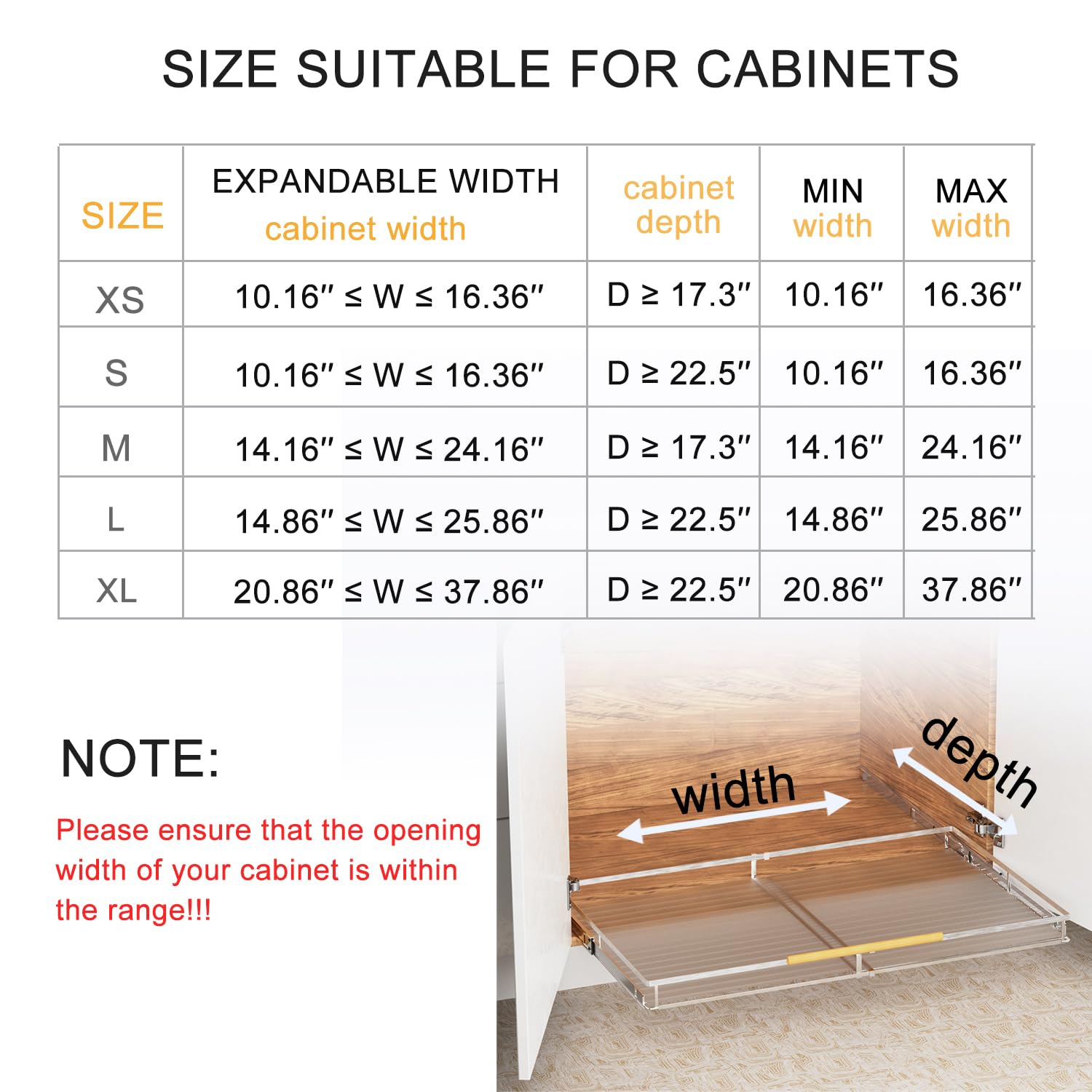 SANNO Chrome Expandable Pull Out Kitchen Cabinet Organizer, 14"-25" Width, 22.24" Depth, 2.7" Height, 2 Shelves, Modern Style, Bottom-Mounted, Easy Install, Kitchen Use