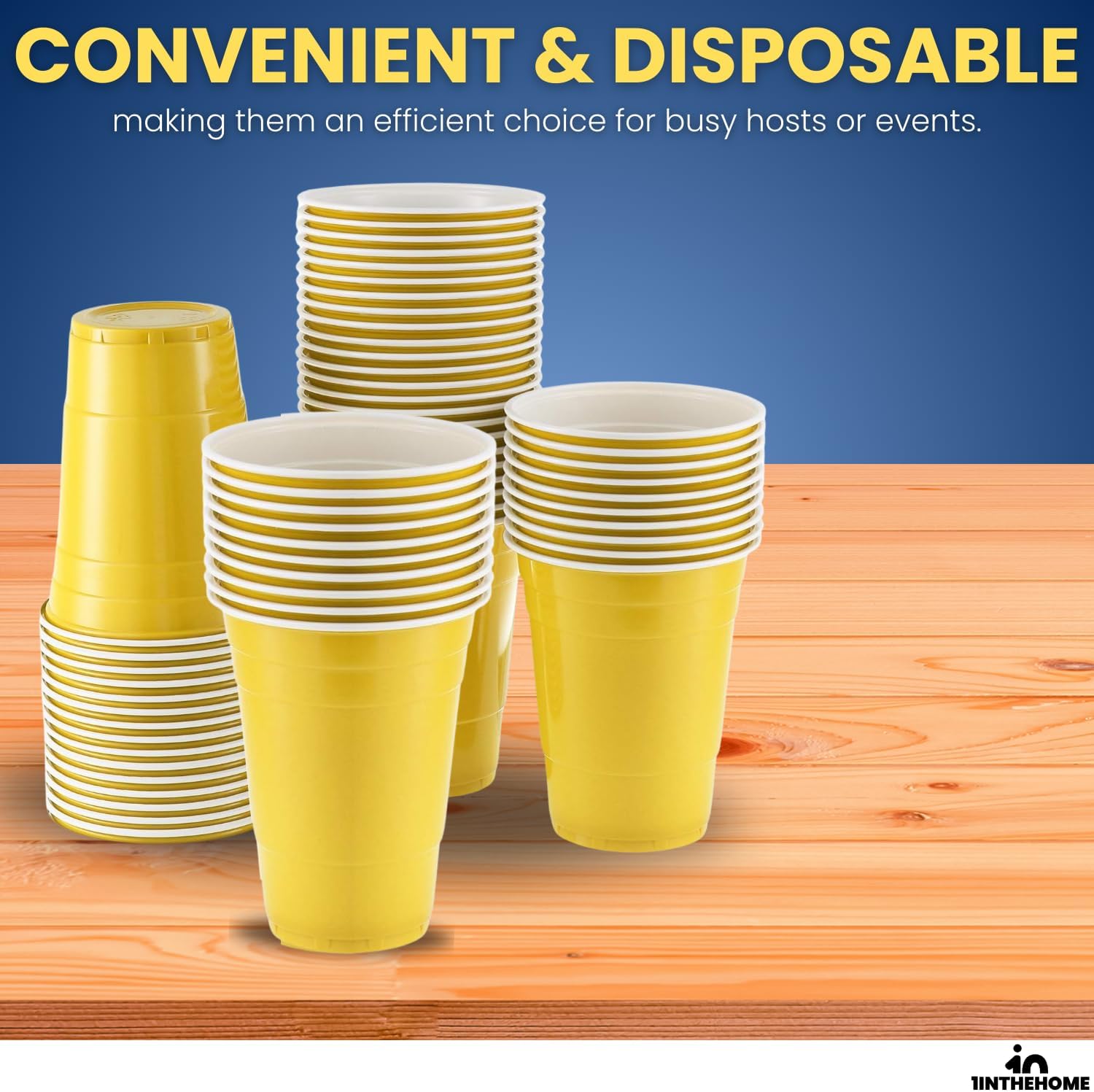 Yellow Plastic Party Cups - 16 oz | 50 Pack for Fun Gatherings and Events