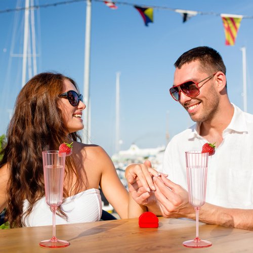 48 Pack Plastic Champagne Flutes Pink Unbreakable Ribbed Champagne Glasses Detachable 5.5 Oz Disposable Stemware Glasses Wine Toasting Cups for Wedding Valentines Engagement Pink Themed Party