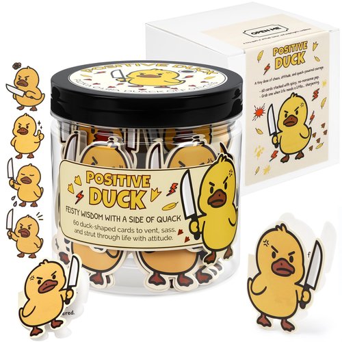 JULEASEL Positive Duck Affirmation Jar – 60 Funny Motivational Cards with Sarcastic Humor for Daily Smiles, Adorable Gift for Women Men, Funny Duck Gifts for Office Stress Relief & Daily Motivation