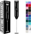 Zulay Kitchen Milk Frother Wand - Powerful Handheld Stainless Steel Mixer for Coffee, Lattes & More - Midnight Black