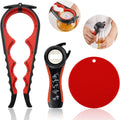 Skiennix Jar Opener - 5-in-1 Multi-Function Tool for Weak Hands & Arthritis - Non-Slip Grip Pad (Red)