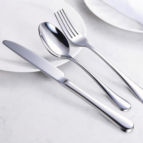 60-Piece Silverware Set for 20 - Stainless Steel Flatware Cutlery Set, Mirror Polished Flatware Set Include Forks Spoons Knives for Home Wedding Restaurant, Dishwasher Safe, Silver, 60 PCS