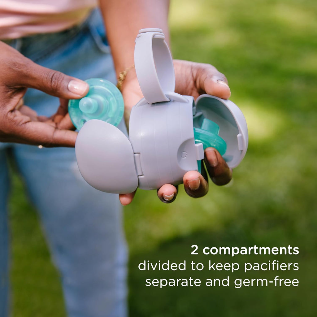 Ubbi On-the-Go Pacifier Holder - Keep Baby's Binkies Clean & Accessible | Portable Travel Accessory in Gray