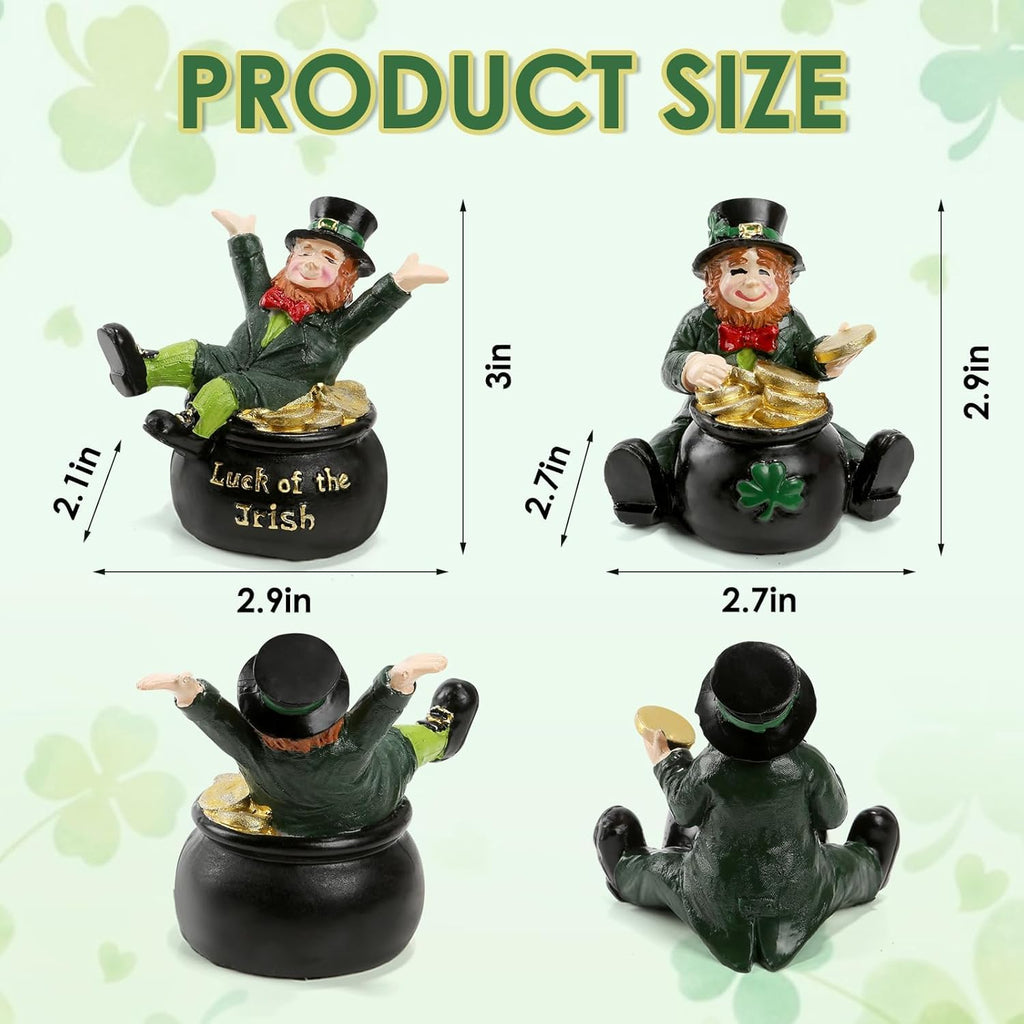 Regine Switzerland St. Patrick's Day Decorations - Set of 2 Leprechaun Figurines with Pot of Gold | Lucky Irish Home Decor