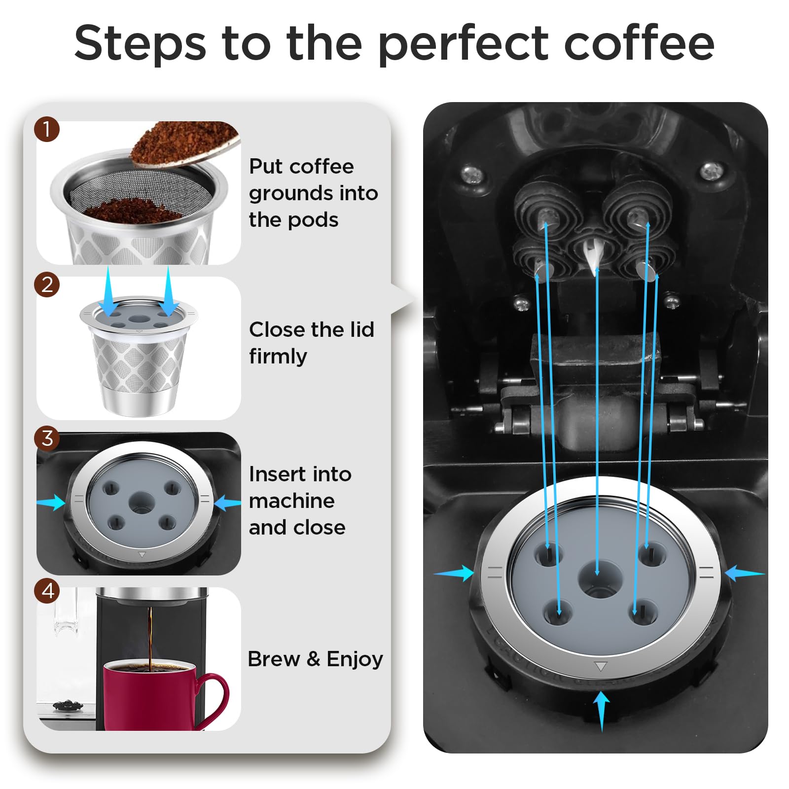 Reusable K Cup for Ke K Supreme machine- permanent ke coffee filter Refillable K cups for Ke K Supreme Plus Coffee Makers(2pcs)